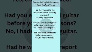 Tenses in English Grammar With Examples  Past Perfect Tense Sentences shorts [upl. by Anomor504]