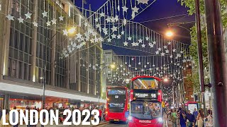 2023 Christmas Lights London Preparations  Oxford Street Christmas Shopping  London Night Walk [upl. by Dlarej]