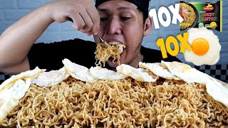 10X PANCIT CANTON 10 EGG  NO TALKING MUKBANG ASMR  MUKBANG PHILIPPINES [upl. by Parnell]