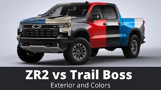 ZR2 vs Trail Boss Visual Comparison and Color Options 2022 Refreshed Chevy Silverado [upl. by Ender645]