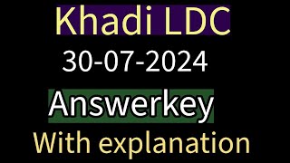 30072024  Khadi Board LDC Answerkey with explanation [upl. by Yordan]