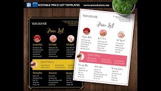 Editable Price List Template Using Photoshop [upl. by Enyal]