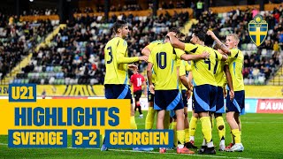 Highlights U21  Sverige – Georgien 3–2  Viktig seger i EMkvalet [upl. by Nerte]