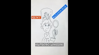 How to Draw Alfredo Linguini with Chef Remy step by step from Ratatouille [upl. by Iaras]