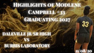 Modlene Campbell Basketball Highlights  Daleville JrSr High vs Burris Laboratory [upl. by Shank]