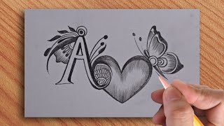 How to make drawing of A letter tattoo with pencil  amazing A letter drawing [upl. by Seigler]