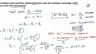 Amplitude Modulation solved problems  Example problems on amplitude modulation [upl. by Eppillihp965]