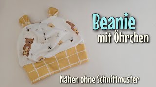 Beanie mit Ohren  Nähen OHNE Schnittmuster  Für Anfänger  Nähtinchen [upl. by Ayatnwahs195]