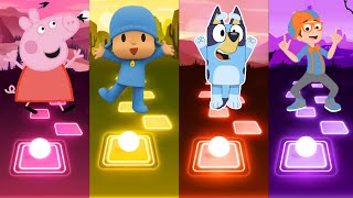 Peppa Pig 🆚 Pocoyo 🆚 Bluey 🆚 Blippi  Who Is Win 🏆🏅  Tiles Hop EDM Rush [upl. by Konstanze939]