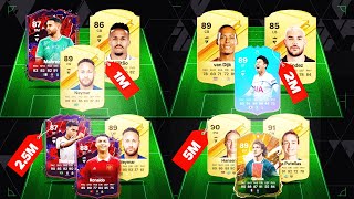 EA FC 24 BEST META TEAMS 1M 15M 2M 25M 3M 4M 5M SQUAD BUILDER [upl. by Eyllom432]