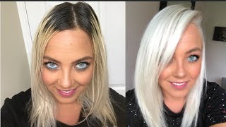 HOW TO  DIY  ICY WHITE PLATINUM BLONDE  NO DAMAGE  USING OLAPLEX [upl. by Fredra]