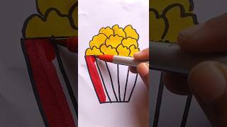 Simple Drawing Popcorn 🍿 Colouring and Painting for Kids drawing shorts [upl. by Ainna]