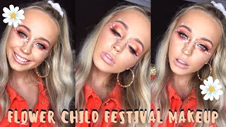 Flower Child Festival Makeup 🌼 COACHELLA MAKEUP 2018 [upl. by Ecille]