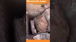 The video shows a vibrating rock crusher crushing large rocks into smaller pieces for processing [upl. by Eizeerb]