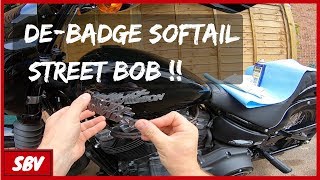 Removing Harley Davidson Decal Badge  Softail Street Bob FXBB [upl. by Fabe663]