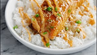 Teriyaki Salmon with Sriracha Cream Sauce [upl. by Sacul]