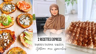 2 RECETTES EXPRESS  Tartes tatins salées et gâteau aux speculoos [upl. by Attey]