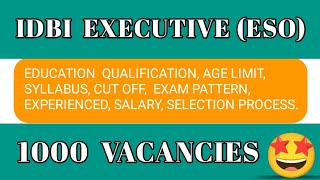 IDBI EXECUTIVE ESO BUMPER😱🤩VACANCIES IDBI BANK EXECUTIVE NOTIFICATION Bank notification bank po [upl. by Anirual]