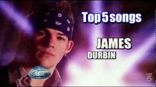 James Durbin Top 5 Favorite Songs Tribute to James Durbin [upl. by Jaymee]