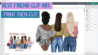 Designing your own clip art family or best friends images  Print then cut  clipart  design space [upl. by Nisen465]