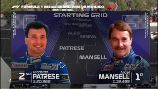 The 1992 Monaco Grand Prix grid in todays graphics [upl. by Masson225]