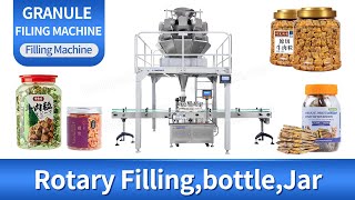 Fully Automatic Beef Jerky Rotary Bottle Jar Filling Packing Machine [upl. by Htidra]