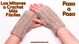 Tutorial Cómo Tejer Mitones a Crochet Muy Fácil y Rápido Paso a Paso Principiantes [upl. by Mello]