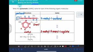 ALEKS Naming and drawing alcohols [upl. by Ardna]