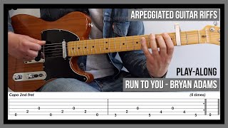 Run to You TAB  Arpeggiated Guitar Riffs  Bryan Adams [upl. by Nelloc]