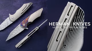 FOLDING KNIFE FOLDER VESPERTILIO 197 DAMASTEEL HALF DRESS HERMAN KNIVES [upl. by Carmena504]