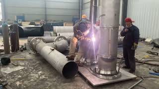 PreFabrication of Pipe Spools Production Weld Process Welding SS Pipe With Flange piper flange [upl. by Aiuqram189]