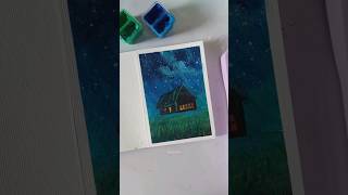 Starry sky using gouache ✨️🌌 starry sky gouache trending viralshort painting song trending [upl. by Llyrpa]