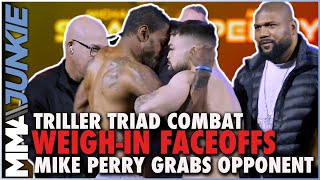 Triller Triad Combat faceoffs Mike Perry grabs opponent Derek Campos takes swing [upl. by Gustafsson]