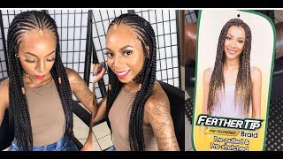 259 BOBBIBOSS FeatherTip Braid on SHORT curly HAIR [upl. by Enuahs]