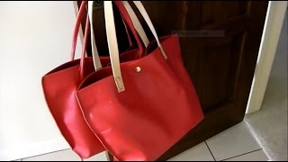 How I Made 2 leather Tote Bags a stepbystep tutorial [upl. by Henrion]