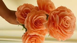 Crepe paper flowers DIY Handmade crepe paper Roses [upl. by Vas133]