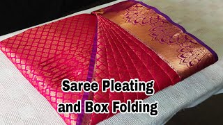 Saree prepleating ampBox folding full video🥻 Pattu saree saree video trending beauty [upl. by Boggs]