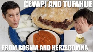 BOSNIAN ĆEVAPI AJVAR and TUFAHIJE Recipe  Cooking with Kids [upl. by Aiem]