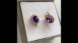 Auksiniai auskarai su tanzanitu  Rose gold earrings with tanzanite [upl. by Eineeuq]