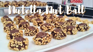 Nutella Nut Ball Cookies Recipe  Hazelnut Thumbprint Cookies  Biskut Viral Nutella  Rahiza Dorah [upl. by Faydra]