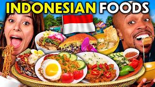 Americans Try Indonesian Food For The First Time Nasi Goreng Mie Tek Tek Gadogado [upl. by Feinberg]