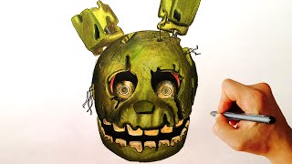 How to draw Springtrap from Five Nights at Freddys FNAF step by step drawing lesson [upl. by Chee605]