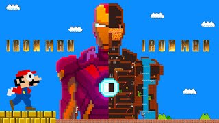 Mario VS Giant IRON MAN Maze  Game animation  Pacman Parody [upl. by Nnayllehs]