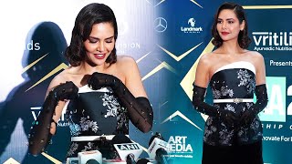 Esha Gupta Looks Stunning In Black Dress At Nexbrands India 2024 Leadership [upl. by Genie]