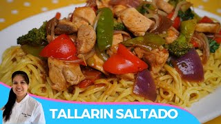 🇵🇪 TALLARIN SALTADO DE POLLO  ESTILO CHIFA  RECETA PERUANA [upl. by Tingey]