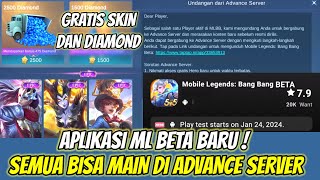 APLIKASI ML BETA BARU  SEMUA NYA BISA LOGIN KE ADVANCE SERVER DIAMOND GRATIS DAN SKIN GRATIS ADA [upl. by Kennard]