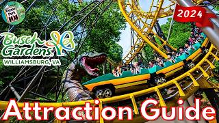 Busch Gardens Williamsburg ATTRACTION GUIDE  2024  All Rides amp Shows  Virginia USA [upl. by Lynnelle]