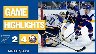 Game Highlights Islanders 4 Blues 2 [upl. by Ahsekyw568]