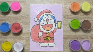 Sand painting SANTA DORAEMON  Tô màu tranh cát ÔNG GIÀ NOEL DORAEMON  HeyToysTV [upl. by Engenia81]