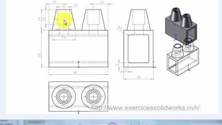 Construction pièce simple n°22 avec solidworks 2007 [upl. by Ketchan375]